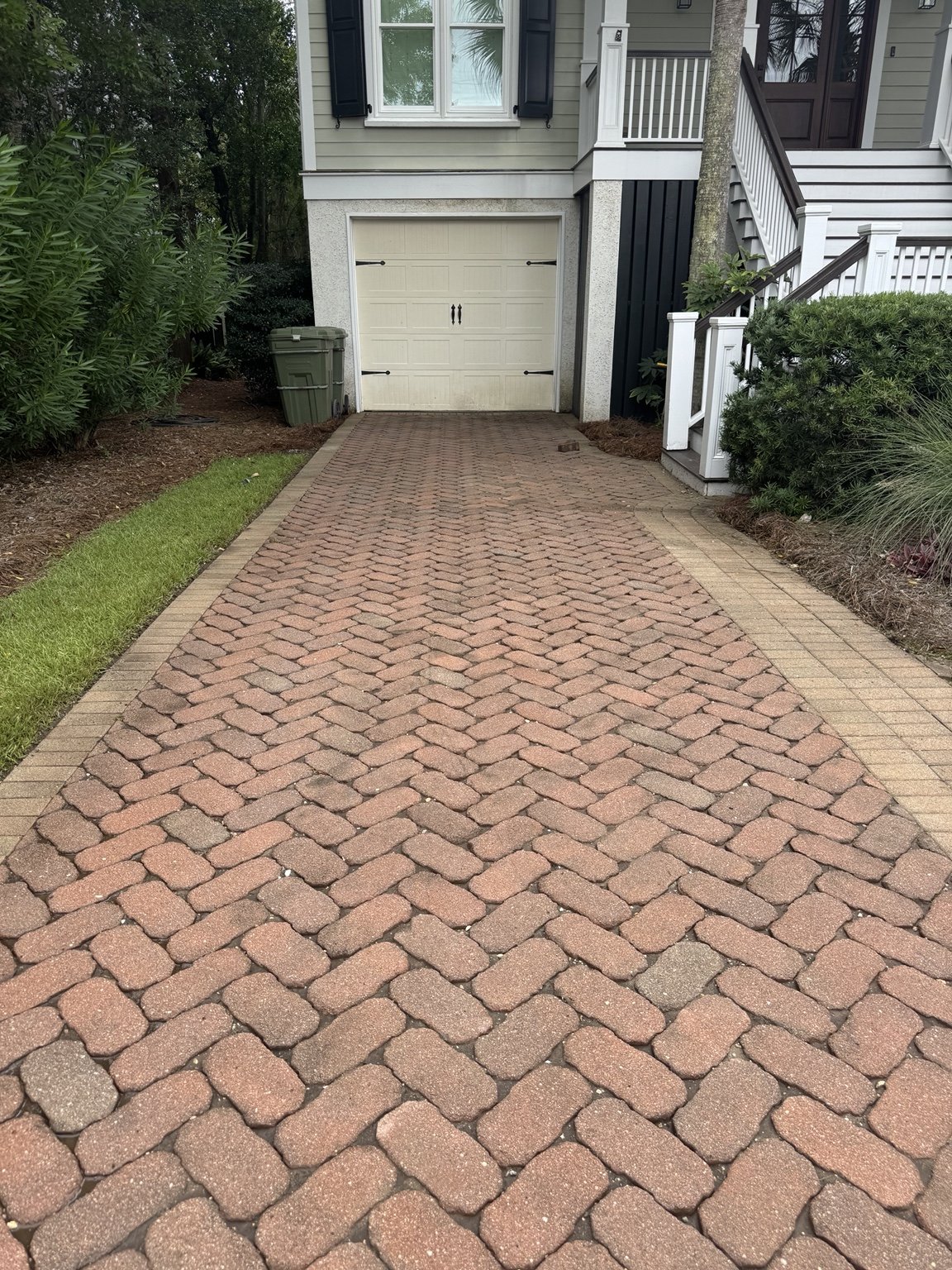 After: Paver driveway cleaning and restoration by PaveClean on Isle of Palms, SC.