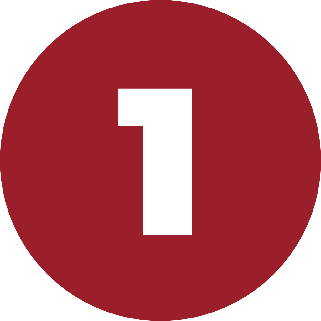 White number 1 centered inside a solid maroon circle.