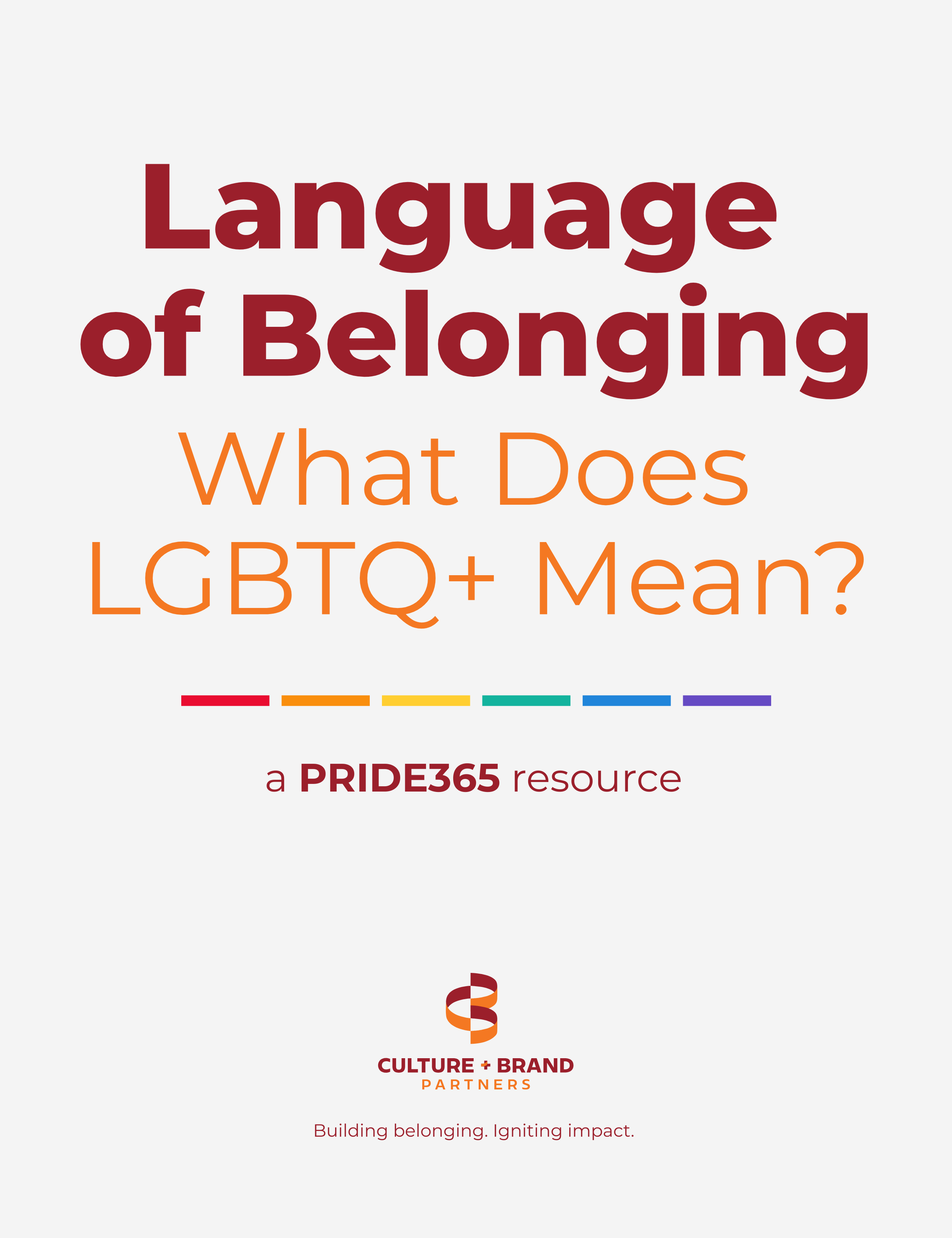 Cover of Language of Belonging: What Does LGBTQ+ Mean?, a plain-language glossary of LGBTQ+ terms and identities for the workplace.