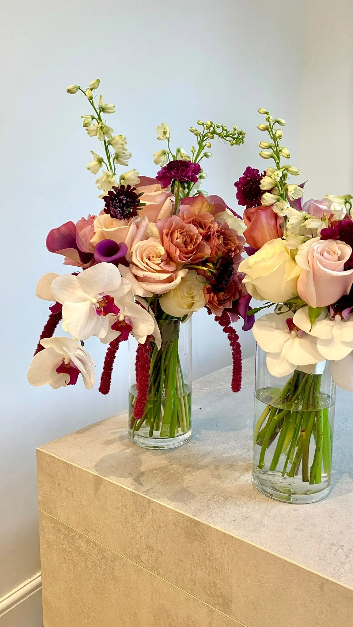 Curated Collection: pink, purple + white/cream bridal + bridesmaid's bouquet