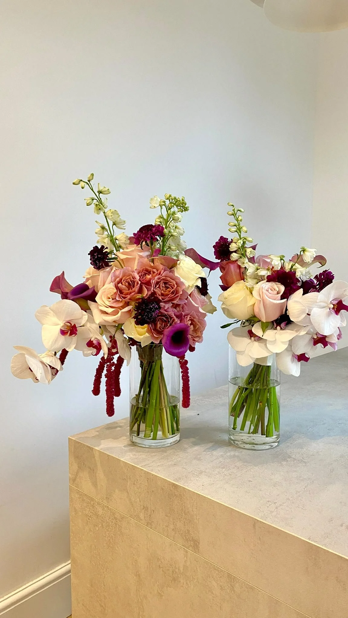 Curated Collection: pink, purple + white/cream bridal + bridesmaid's bouquet
