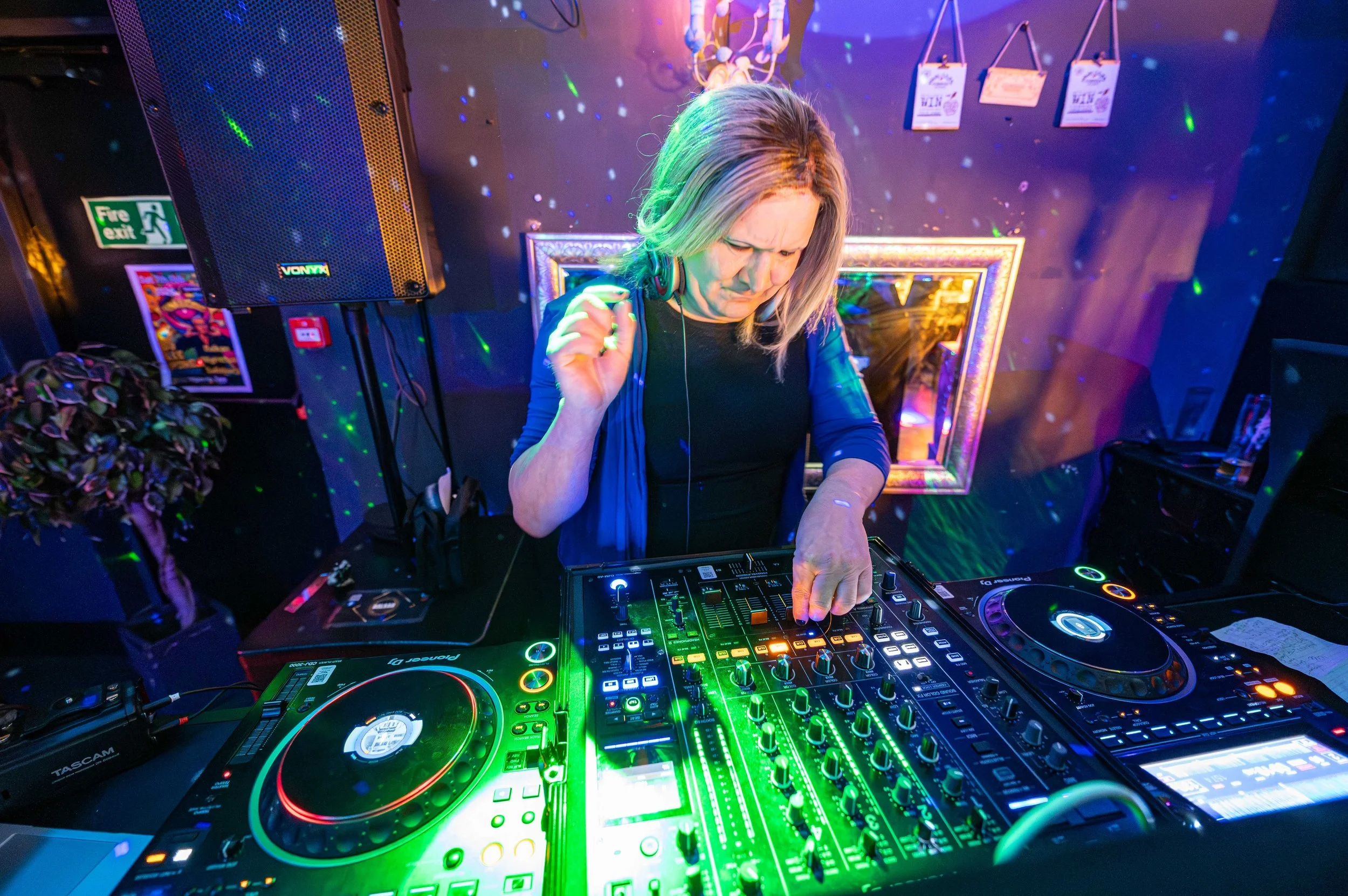 Sara Mills on the decks at "All Hands on Decks" launch night at Balkan Nightclub, Salisbury