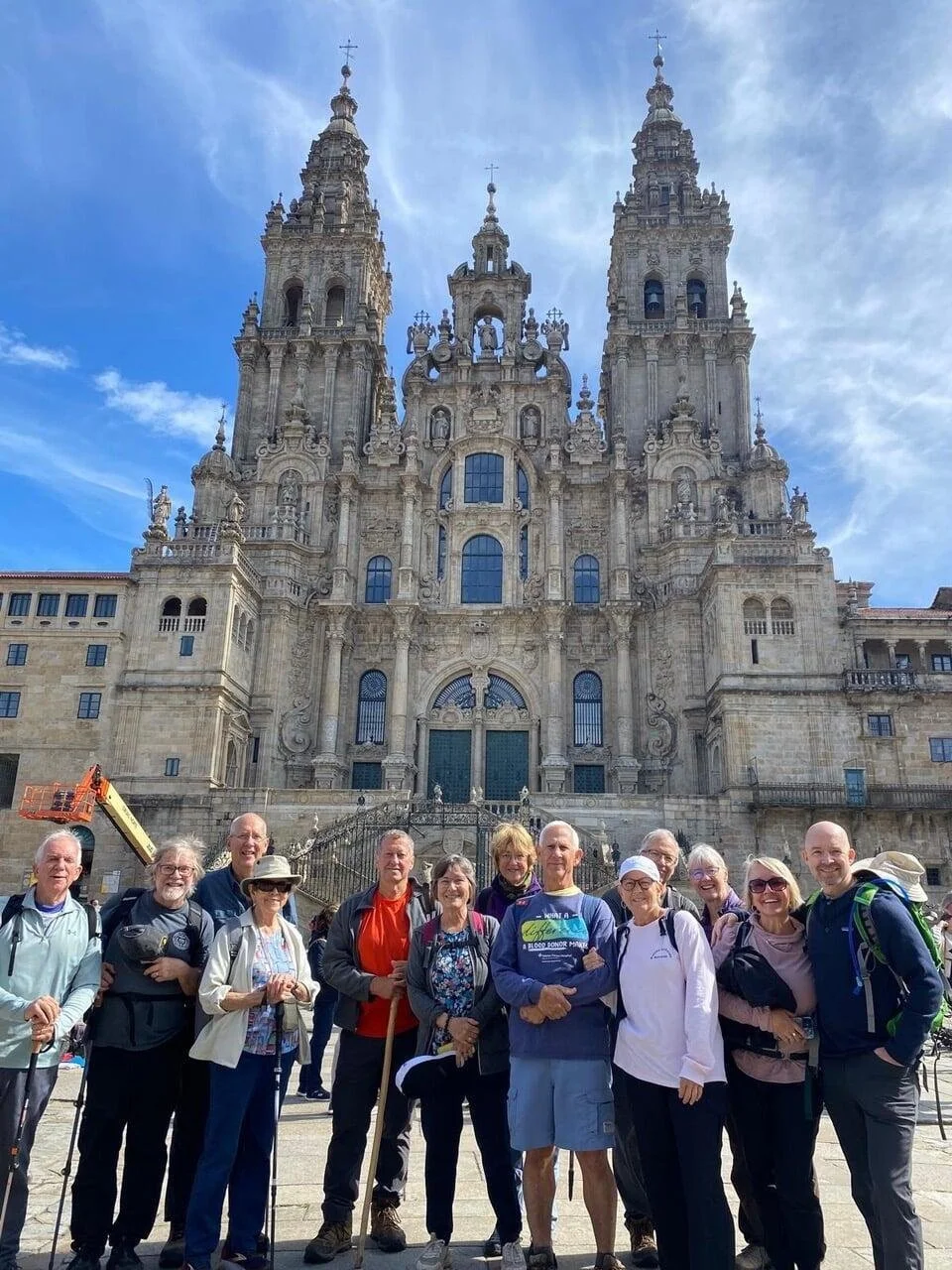Camino 2025 travelers at the Santiago de Compostela Cathedral