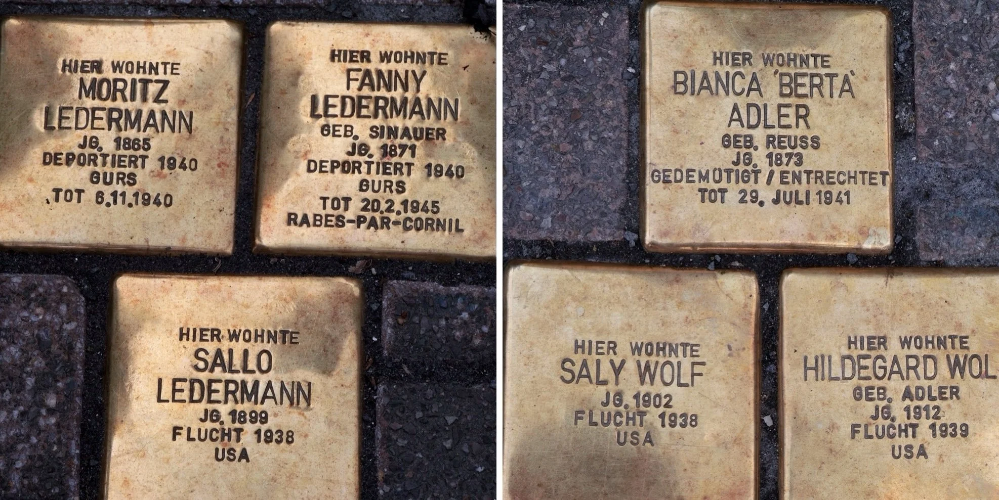 Stolpersteine commemorating individuals persecuted by the Nazi regime