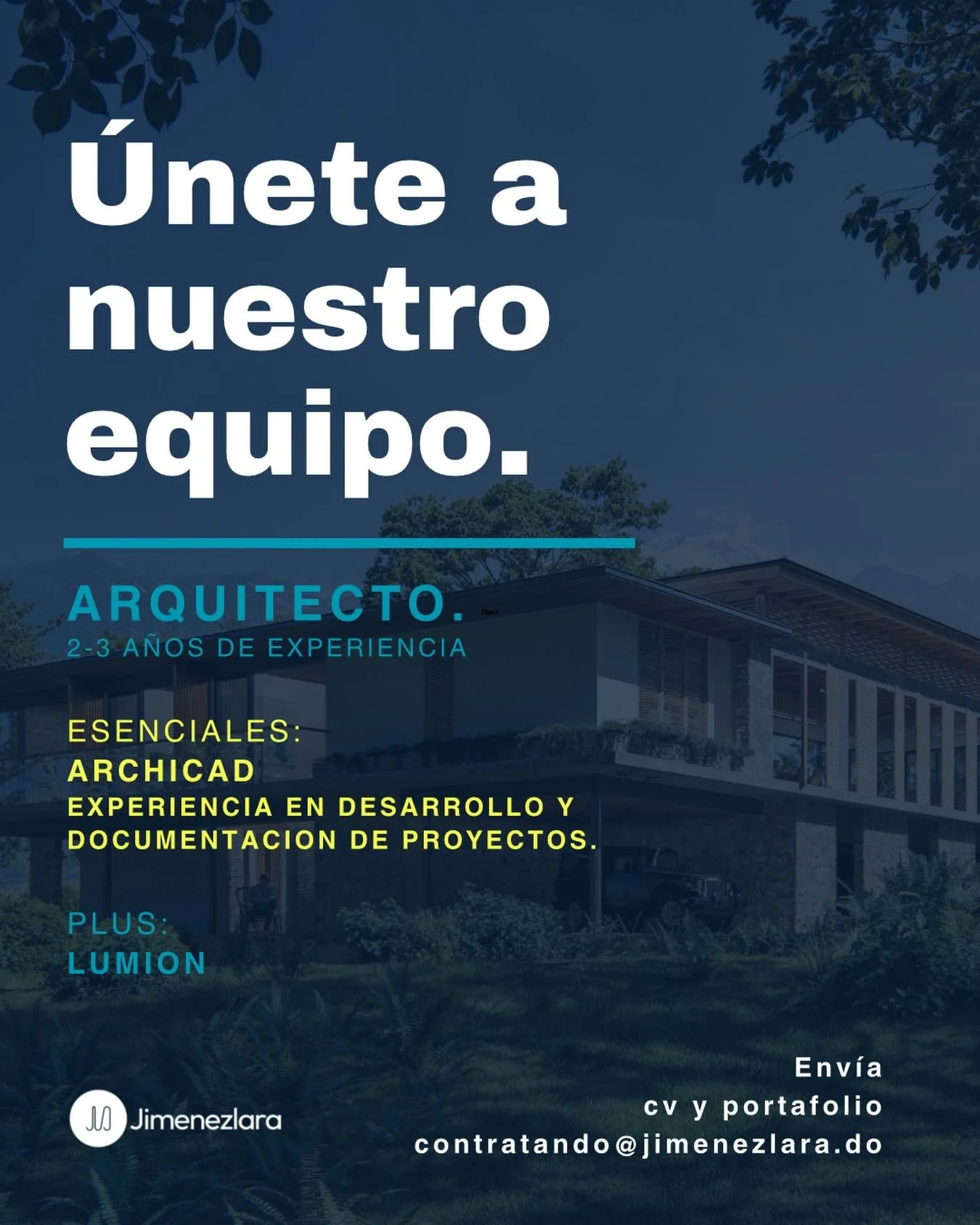 &iexcl;Estamos creciendo! 🏗️

En Jimenezlara buscamos un Arquitecto/a apasionado por el detalle y con visi&oacute;n t&eacute;cnica para unirse a nuestro equipo de dise&ntilde;o. Si tienes experiencia en el desarrollo y documentaci&oacute;n de proyec