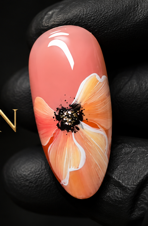 Flor Camaleón en combinación de colores creada por Tatiana Veira para el Curso de Flores Camaleón en DigiNysa. Aprende a crear flores para uñas con una técnica profesional y clases online.