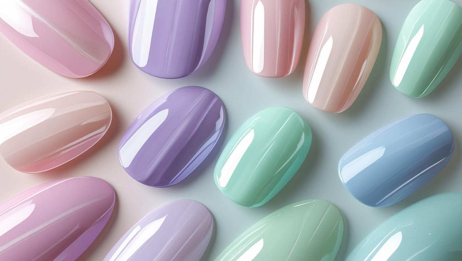 Uñas de gel en varios colores pastel con acabado brillante digiNysa