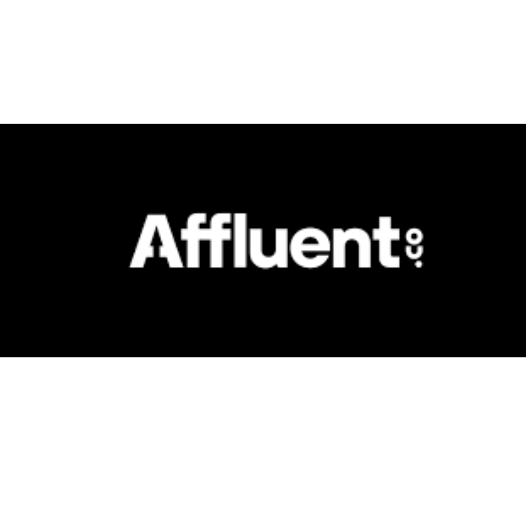 Black background with white text displaying 'Affluent.co' in the center.