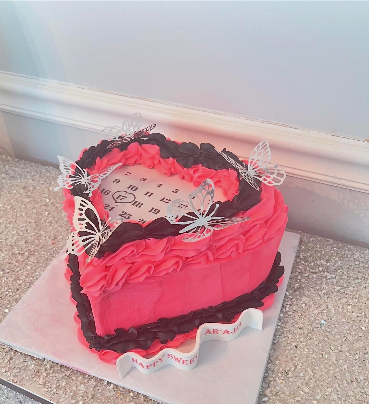 Pink heart cake