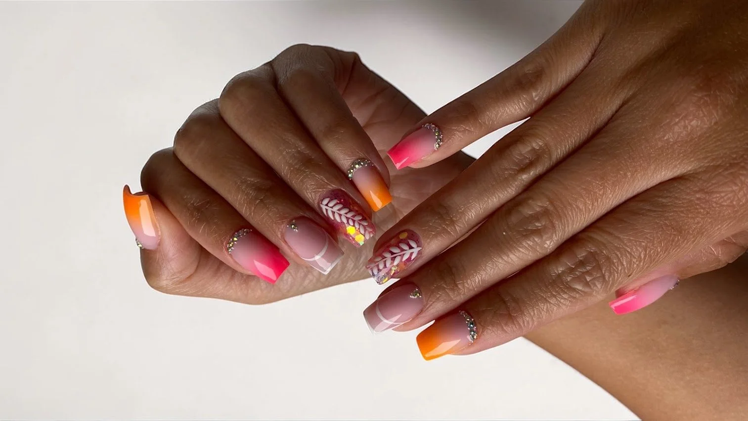 sunset summer pink orange french nail custom gel art.jpg