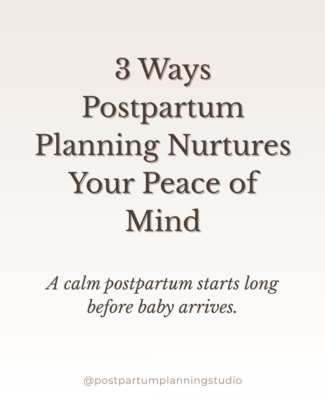 Your postpartum season should feel supported, spacious, and steady &mdash; not chaotic or overwhelming. 🕊️
And while we can&rsquo;t control every moment, we can create a plan that nurtures calm.

Here are 3 ways postpartum planning protects your pea