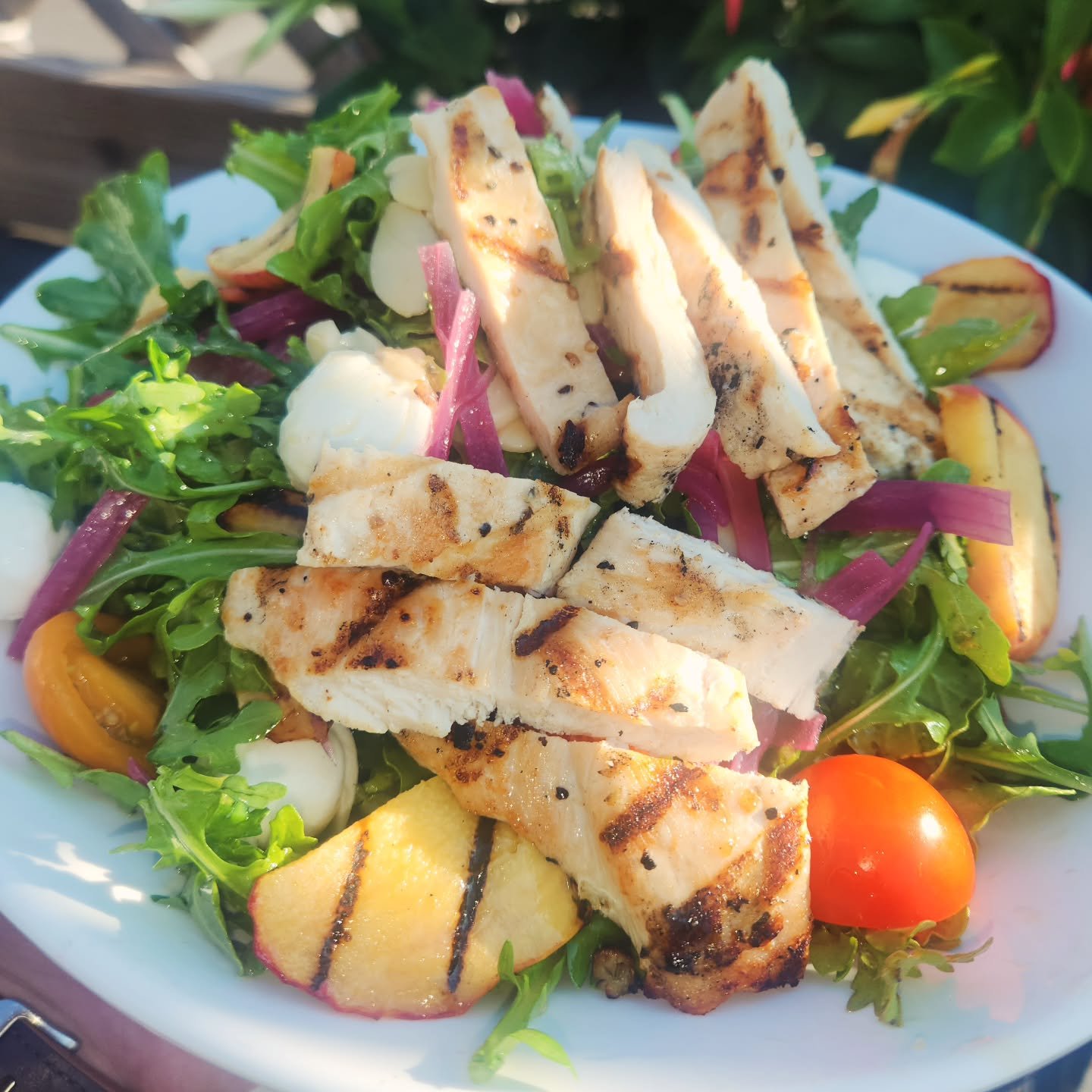 🌞Sun-Kissed Peaches🍑, Flame-Kissed Chicken🔥

Summer's New Salad has everyone feeling Peachy!

#peach #summervıbes #deckweather #vacationing #onthegrill