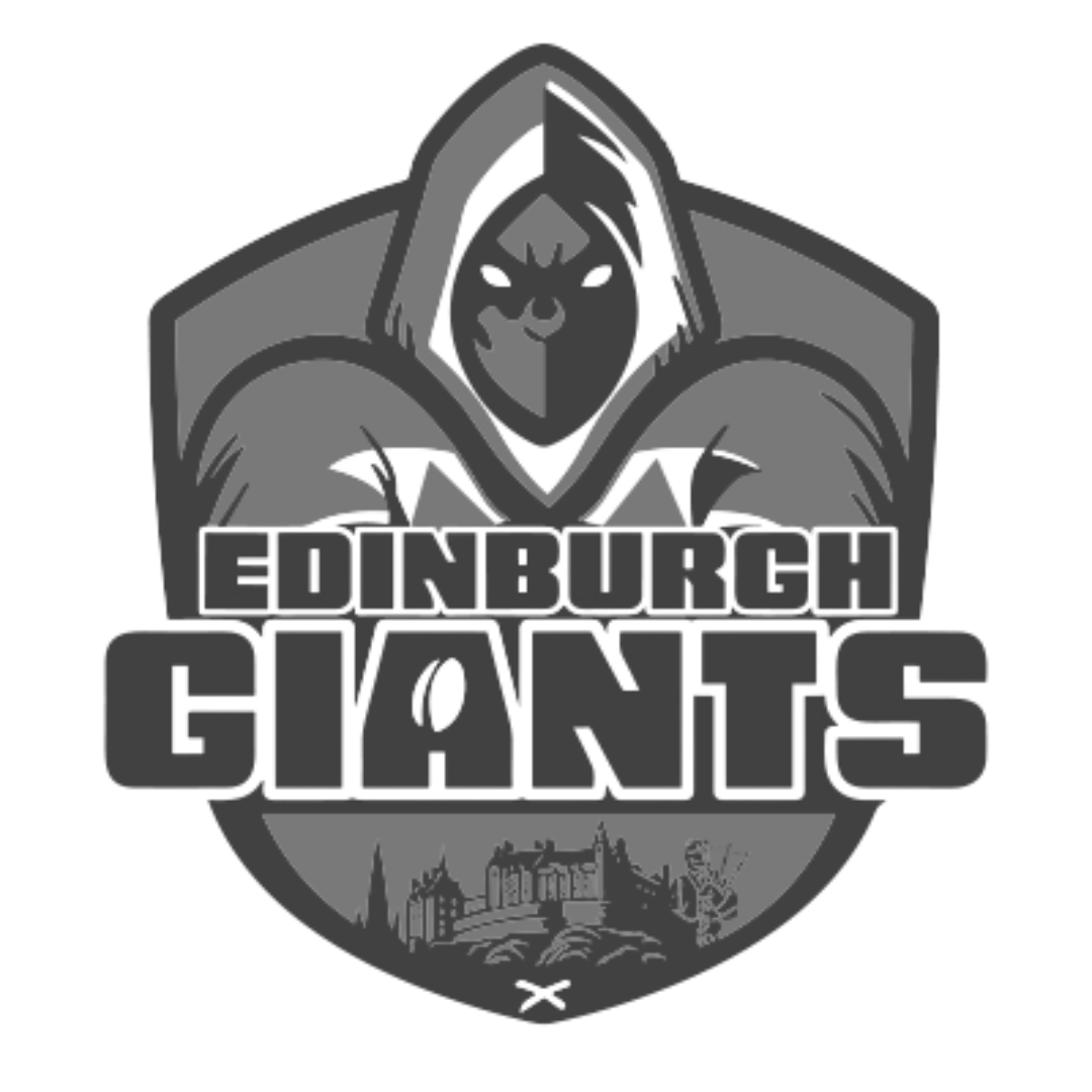 Logo of the Edmonton Giants featuring a menacing lion with a mane that resembles a dragon, and a medieval castle at the bottom.
