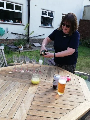 Sue celebrating her 60th birthday by raising over £1,000