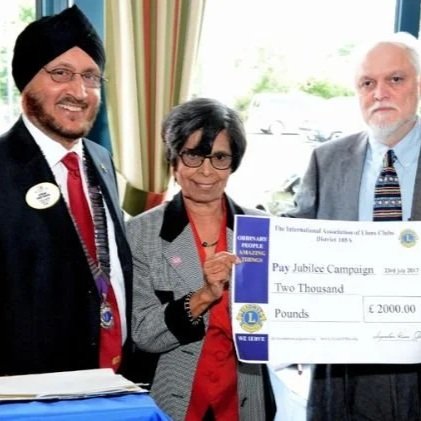 Joginder's Lion's Club donation to Jubilee Campaign