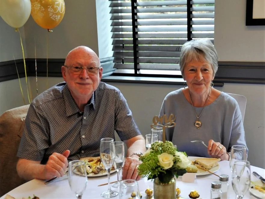 Frank and Lynne celebrating their 50th wedding anniversary with a Jubilee donation