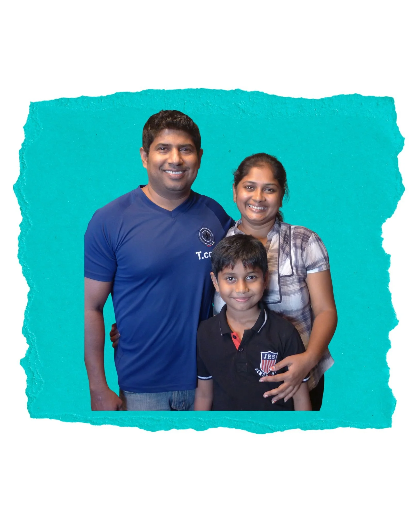 ASHA AS AN ADULT WITH HER HUSBAND AND YOUNG SON