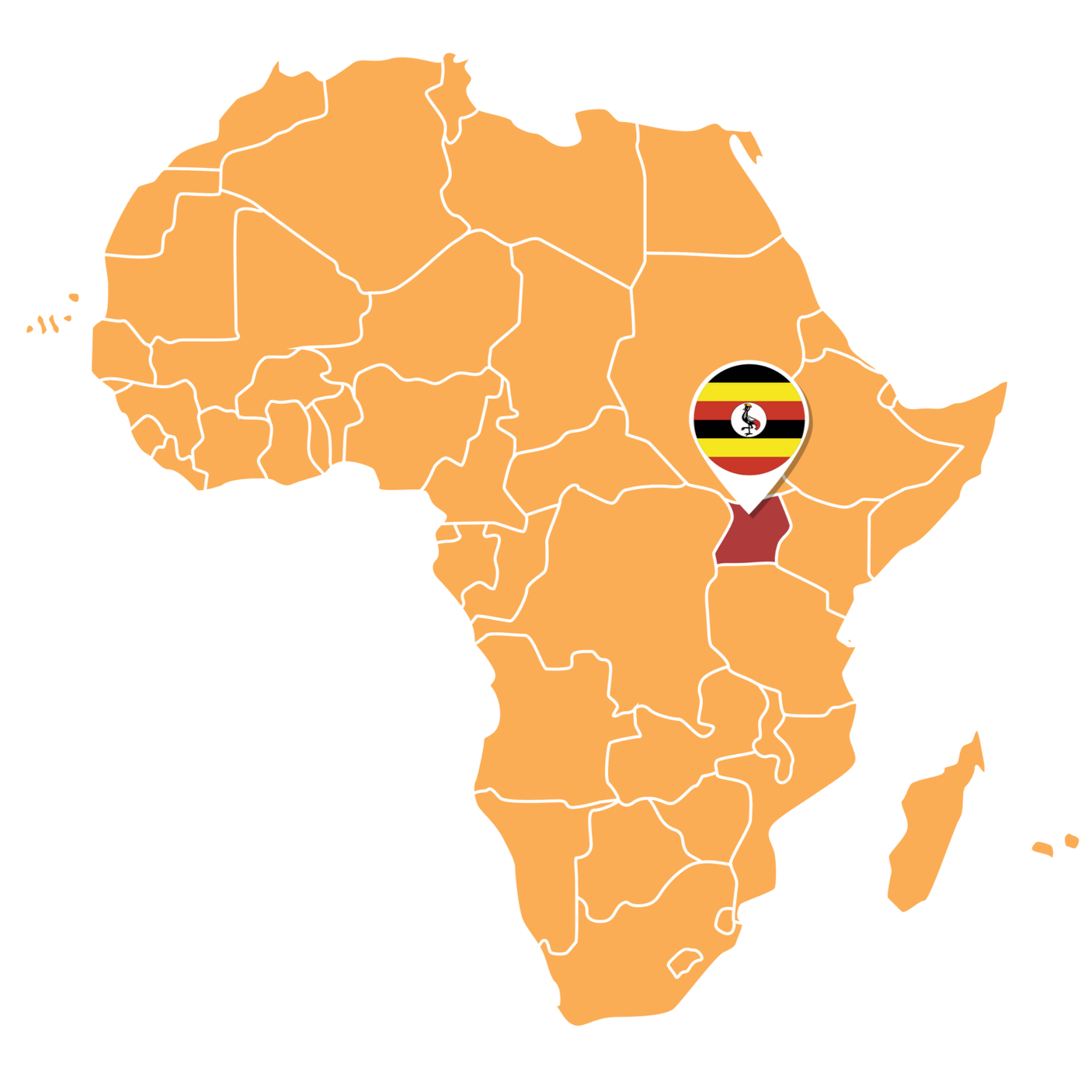 Map of Africa identifying Uganda