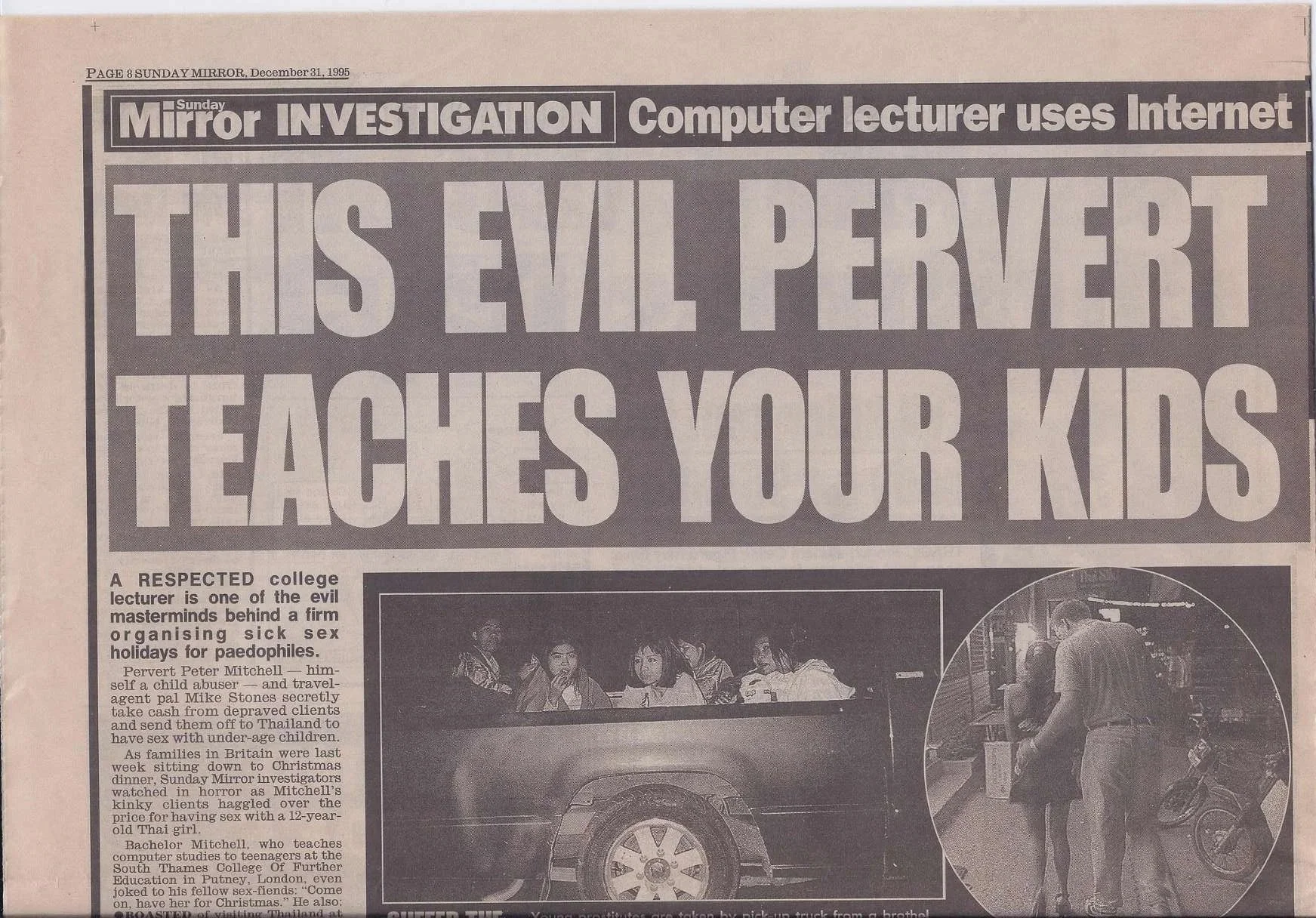 Sunday Mirror coverage of British sex tourism investigation