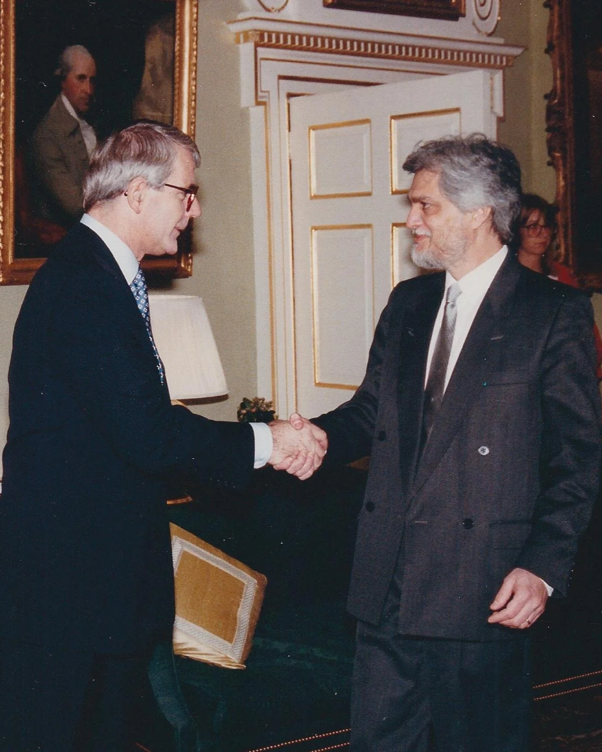 Prime Minister John Major welcoming Danny Smith to Downing Street