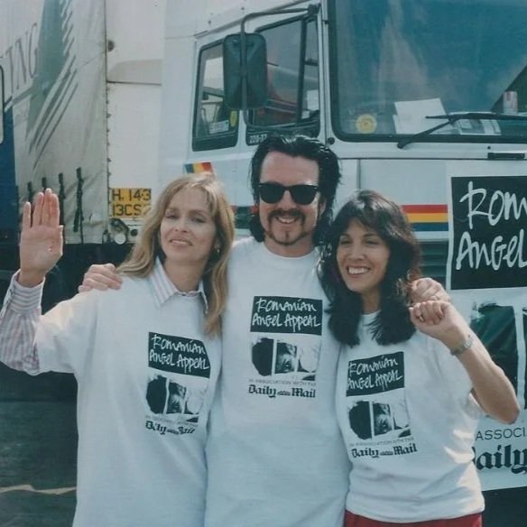 Barbara Bach, Dave Stewart and Olivia Harrison at the Romanian Angel Appeal launch