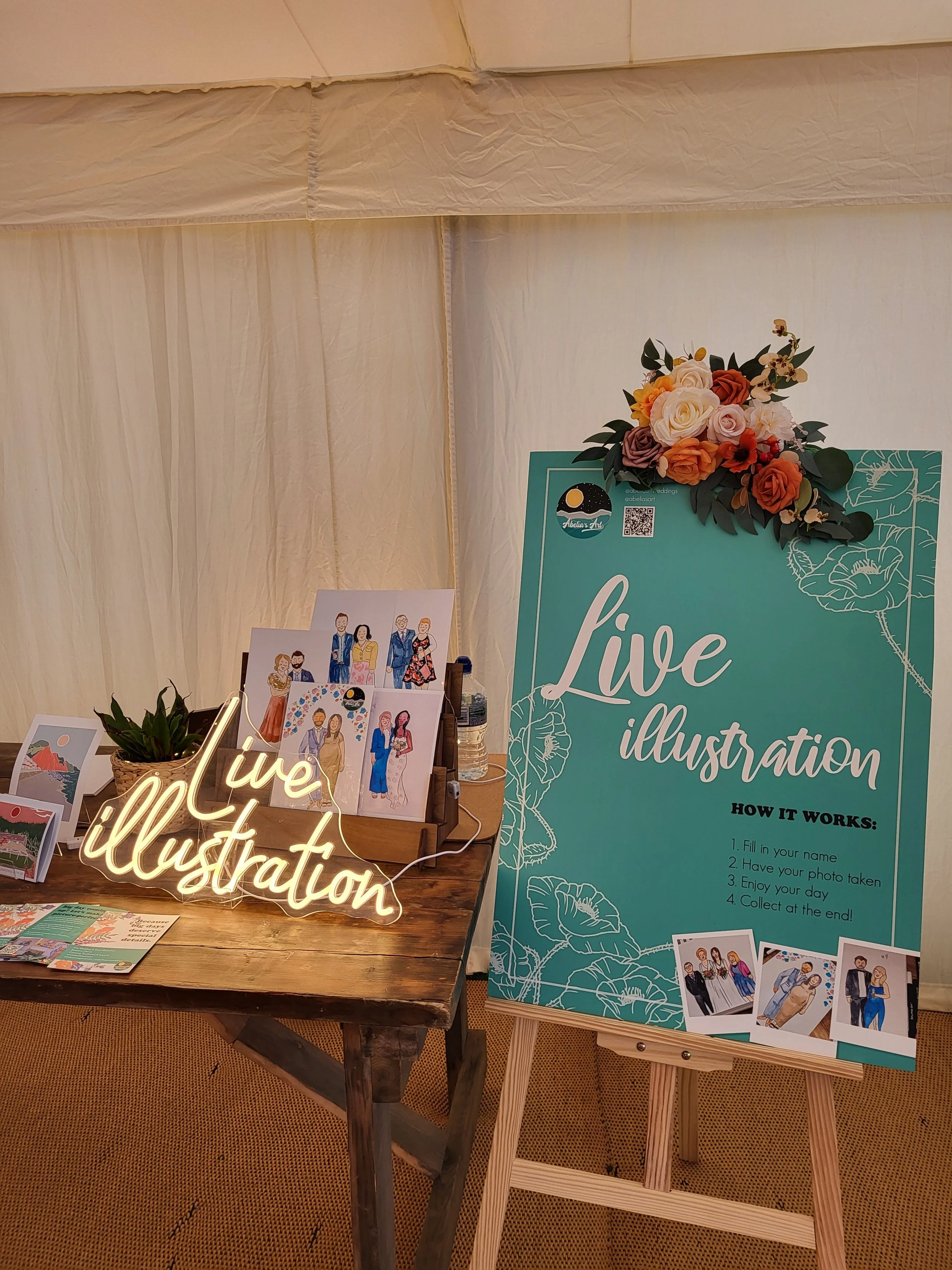 Live Wedding Illustration in Devon | Harcombe House
