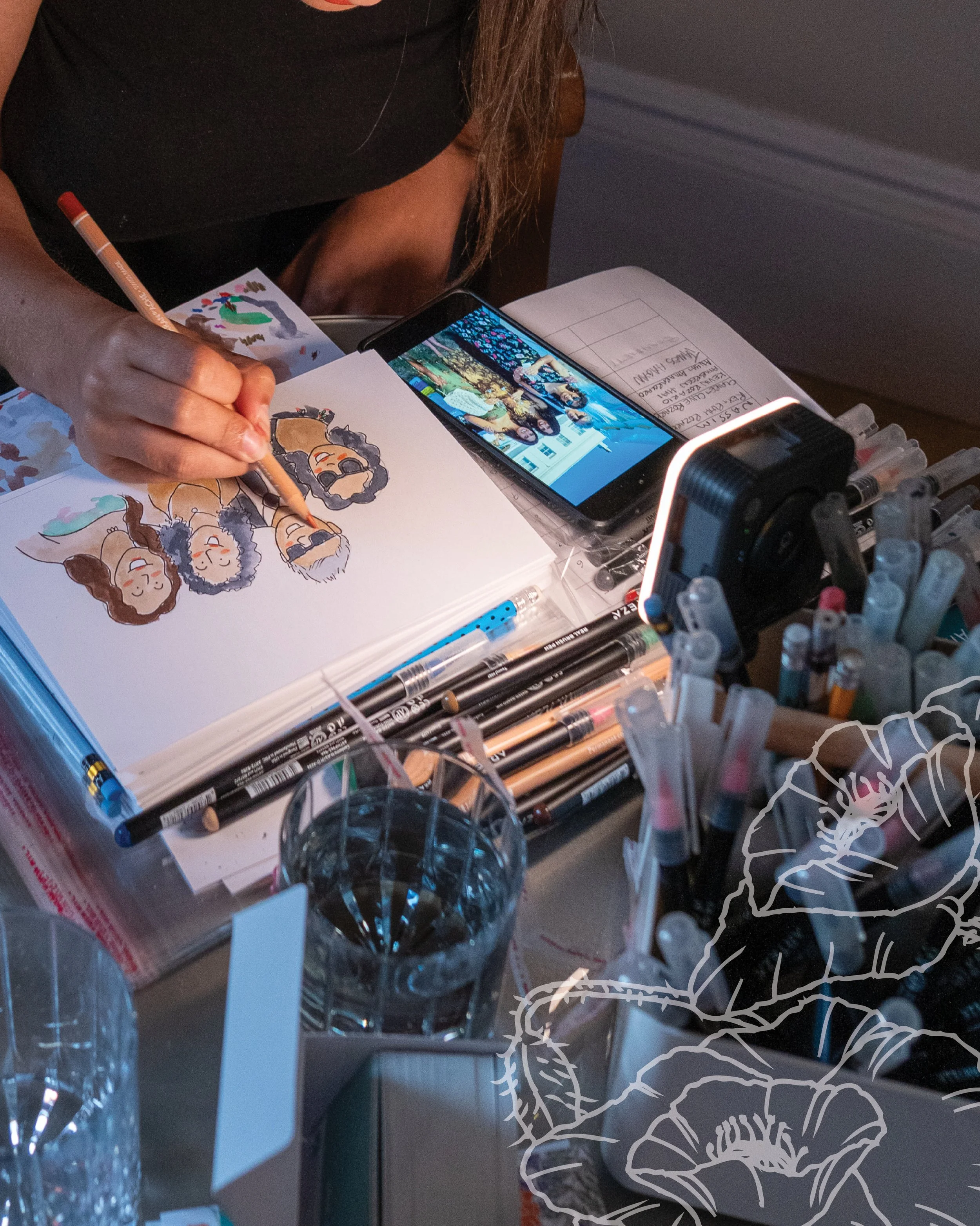 Live Wedding Illustration by Abelia's Art in Devon, Lympstone Manor