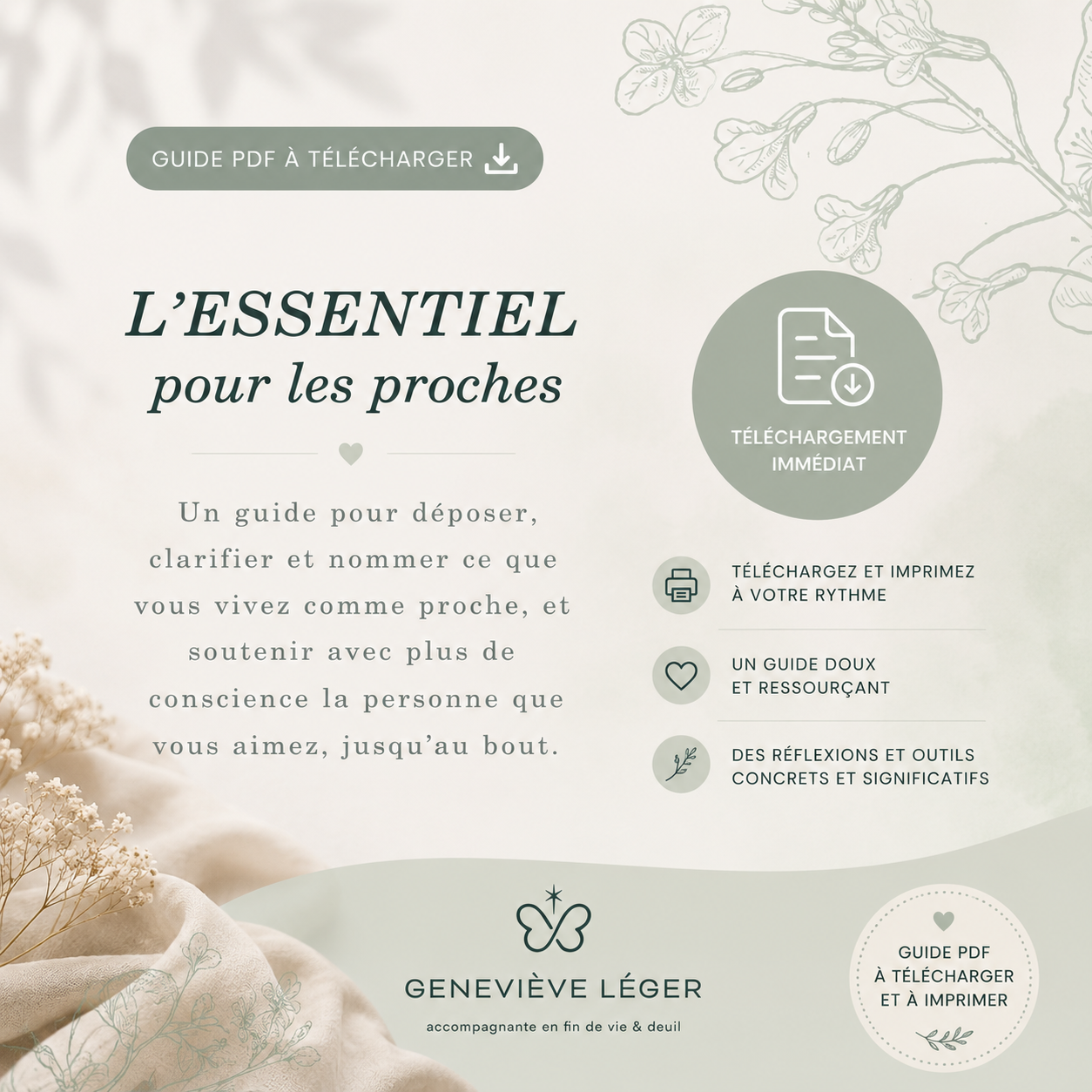 Guide L'essentiel:  accompagner un proche en fin de vie & prendre soins de soi