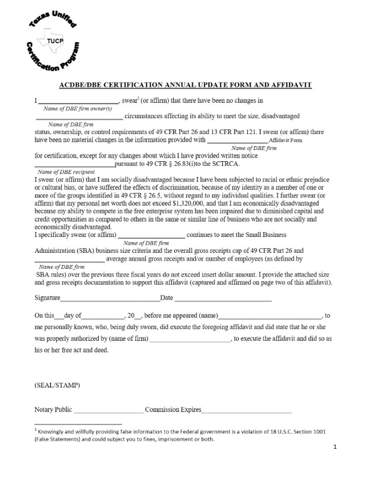 DBE Affidavit