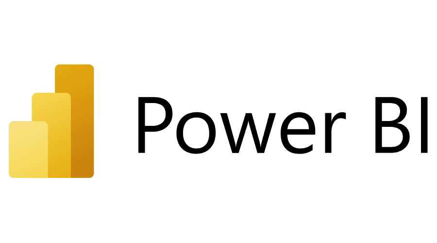 Microsoft Power BI logo with a stylized bar chart icon in gold.