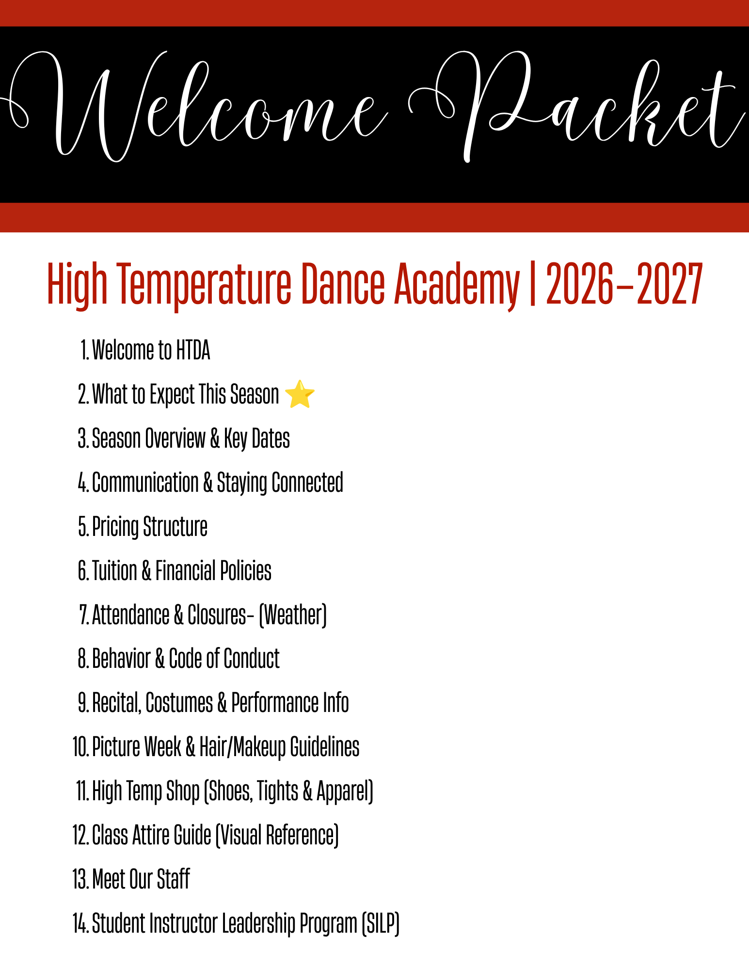 Table Of Contents