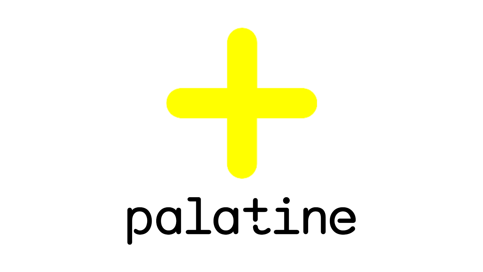 A yellow cross symbol with rounded edges above the word 'palatine' written in black lowercase letters on a white background.