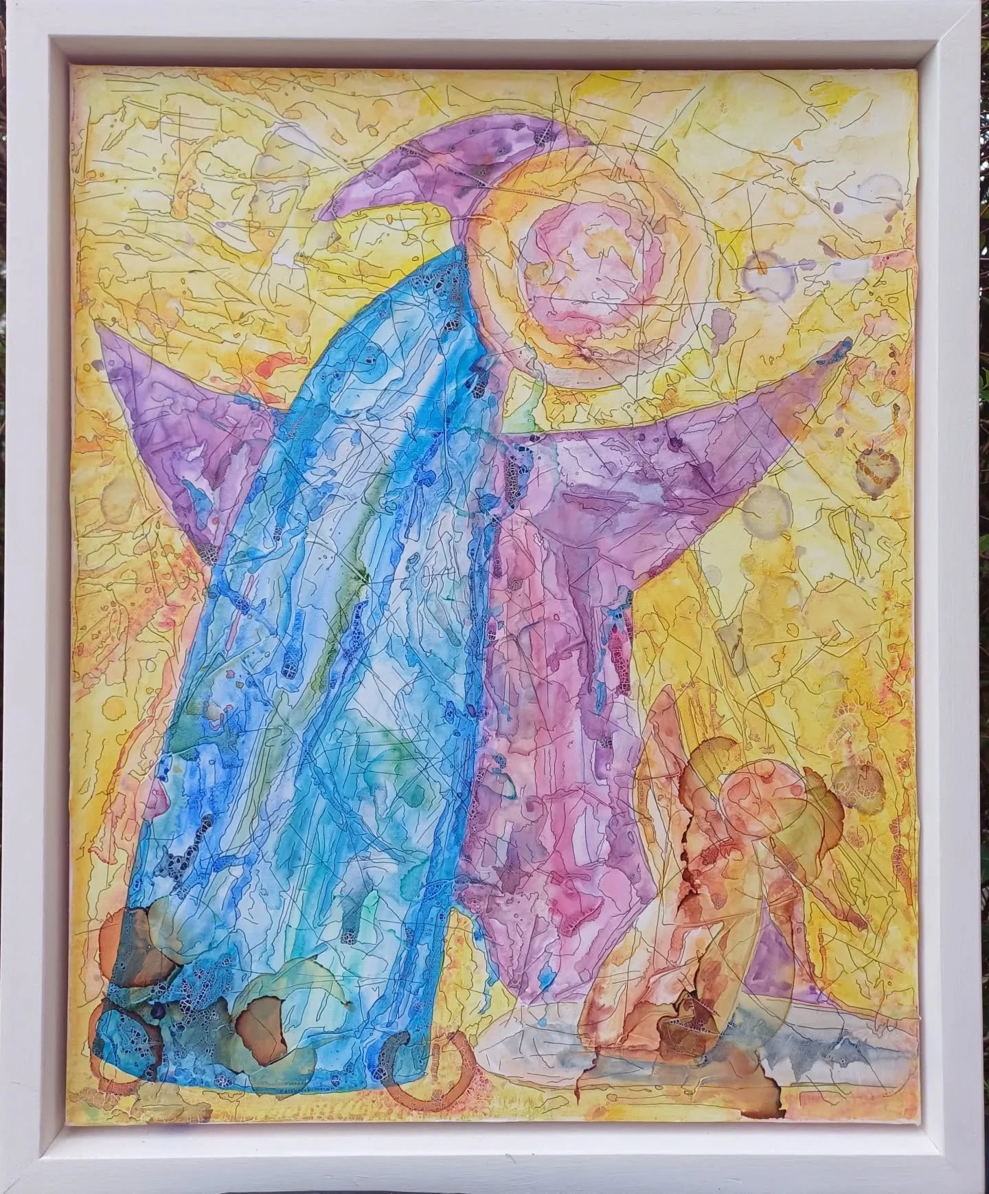 Took courage in both hands and entered the Rha Exhibition 2026 
This is one of my older pieces, 'Three For One Blessing ' - Mixed media on canvas
Framed beautifully by @ramseyspictureframing .
To find out the backstory to this piece have a look on my