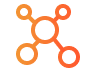 Orange interconnected network nodes illustration