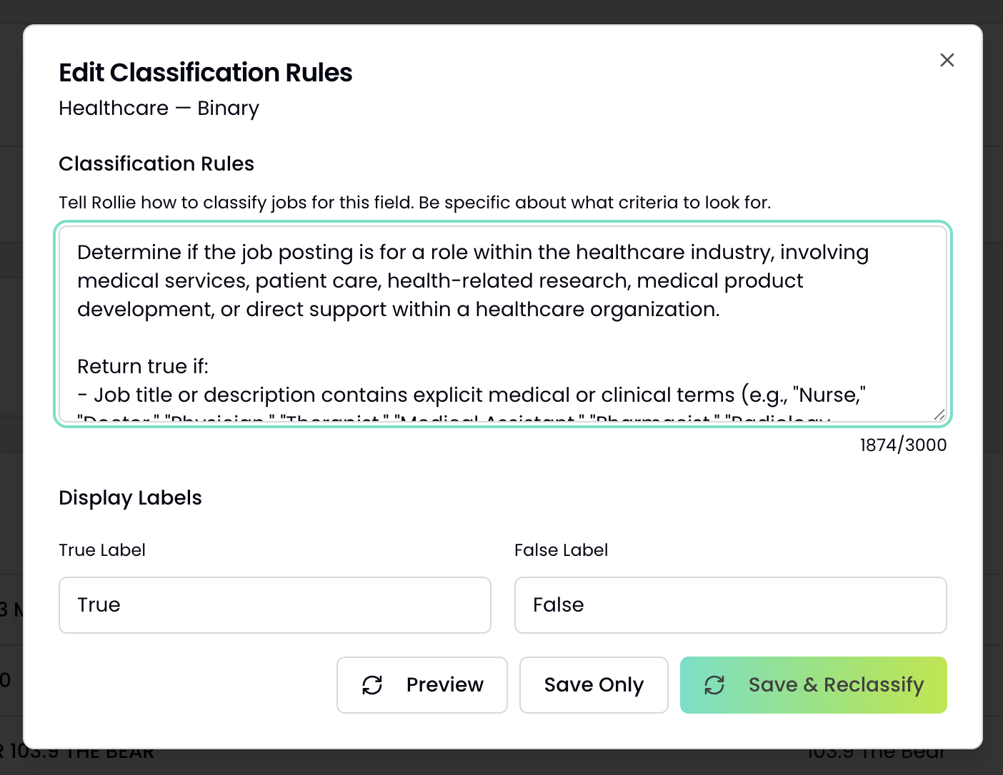Job Classification Feature