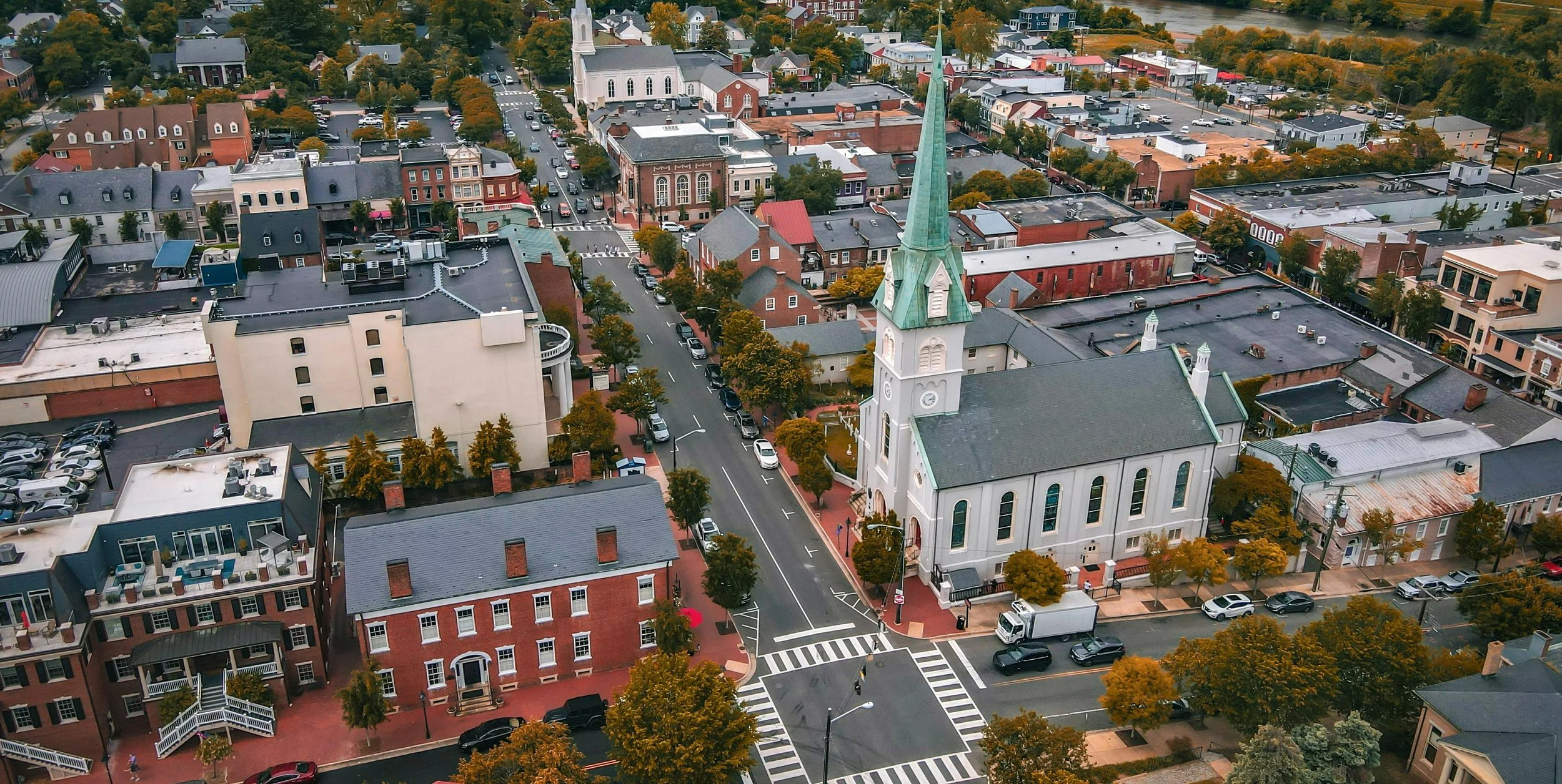Overhead view of small town