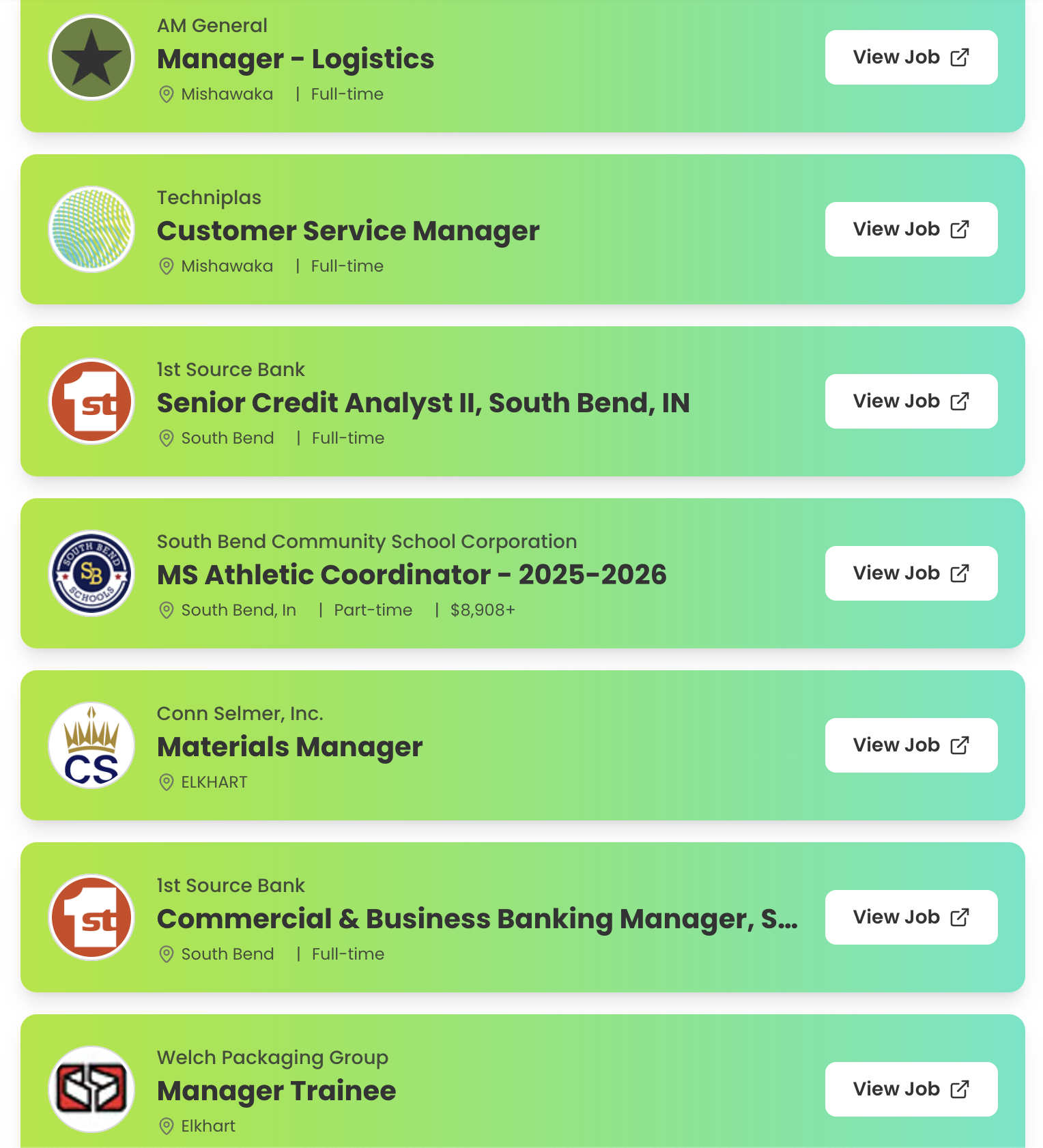 Job board with logos