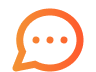 An orange speech bubble with three white dots inside
