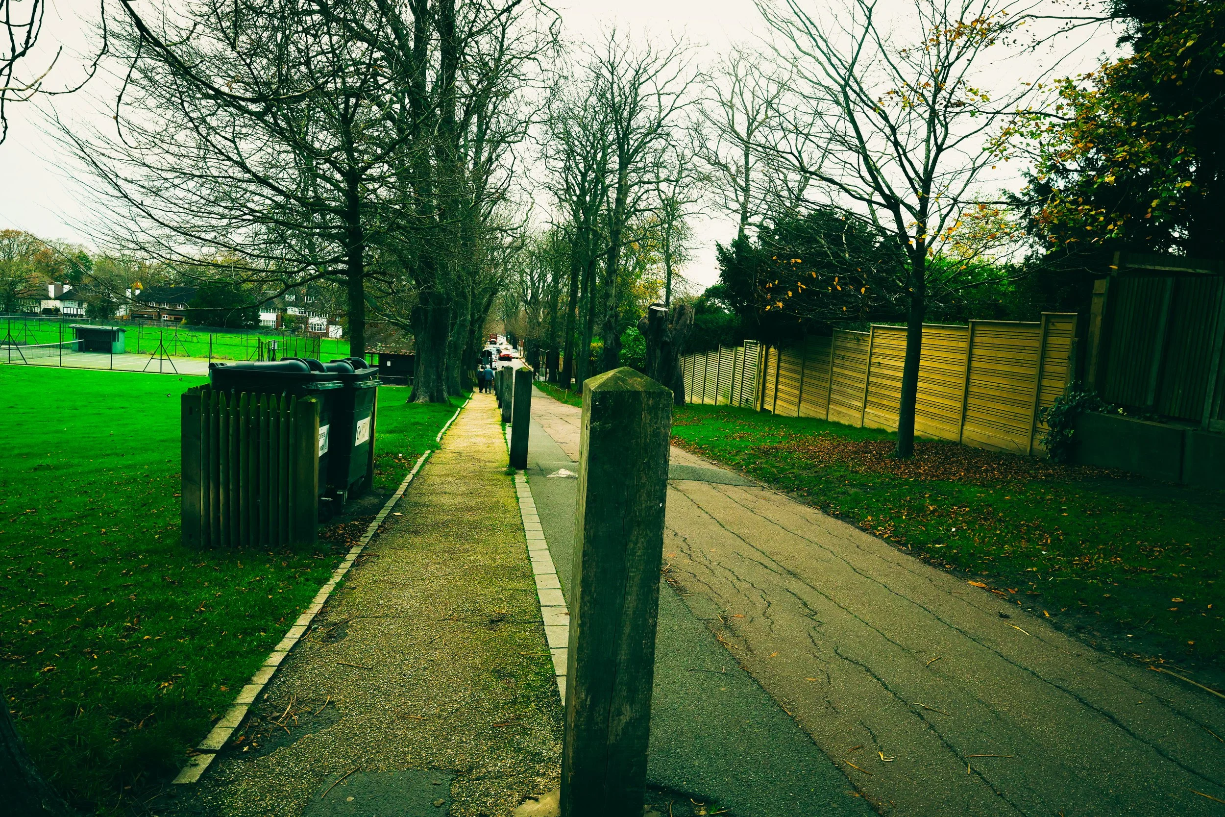 A quiet Pedestrian and cycle path in Golders Hill Park, part of Hampstead Heath in North London