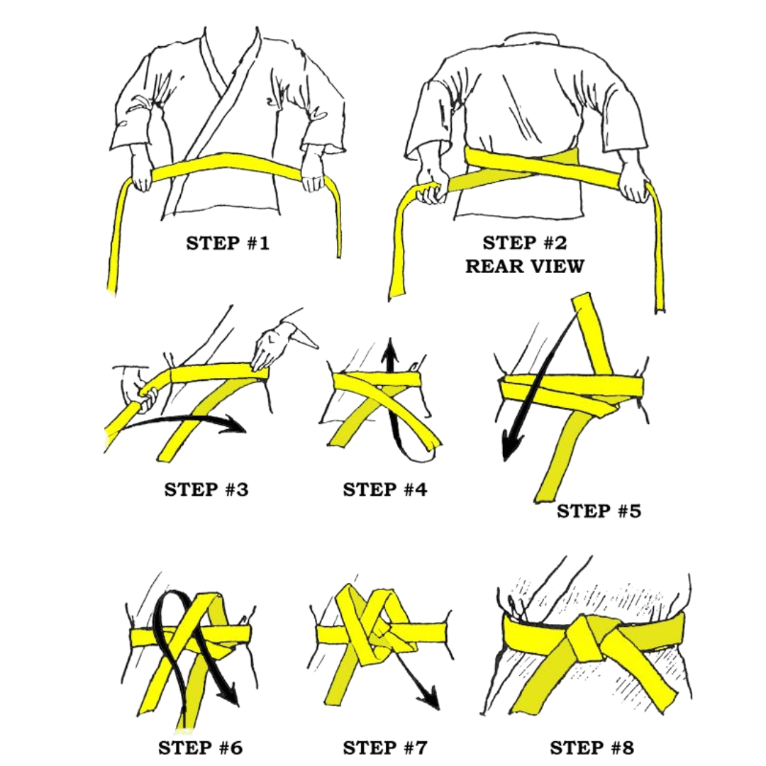 Guide illustrating steps for securing a car seat using yellow straps, with labels for each step from 1 to 8.
