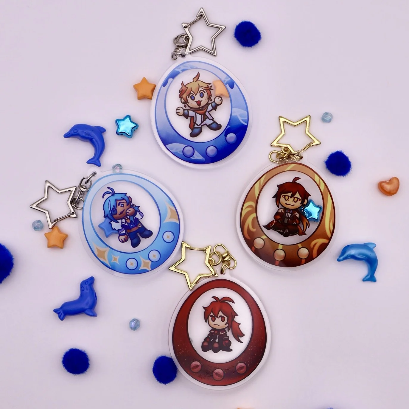 DCKZ Tamagotchi Keychains with Matching Sticker