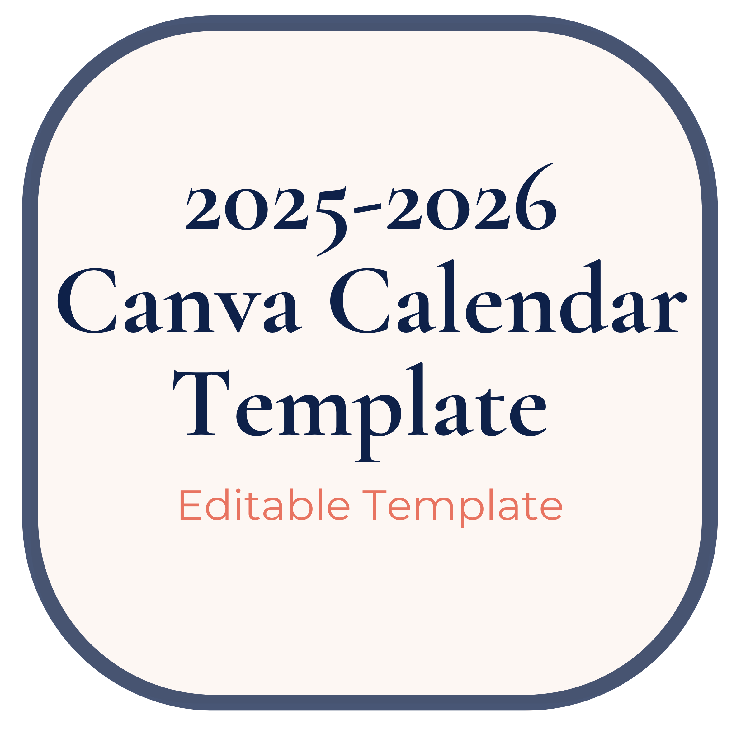 Studio Year-at-a-Glance Calendar | Editable Canva Template (2025–2026)