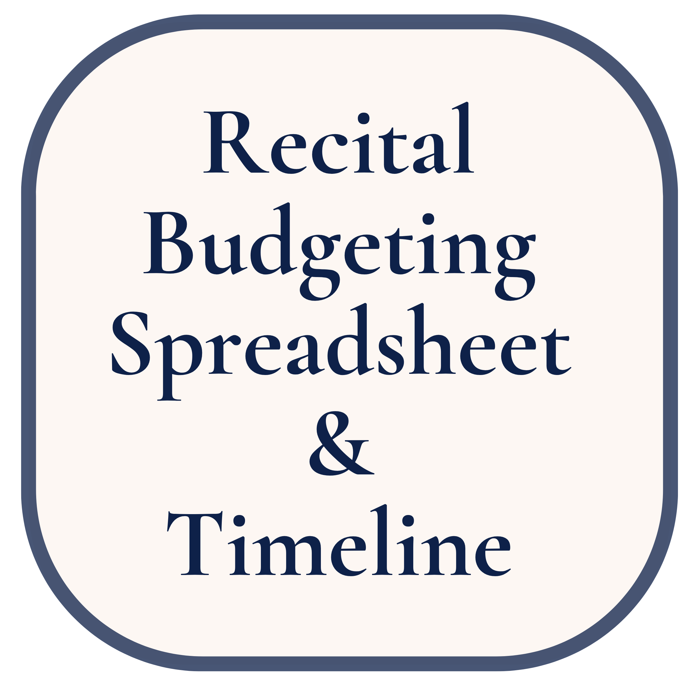 Recital Budgeting Spreadsheet & Timeline Prep Snapshot
