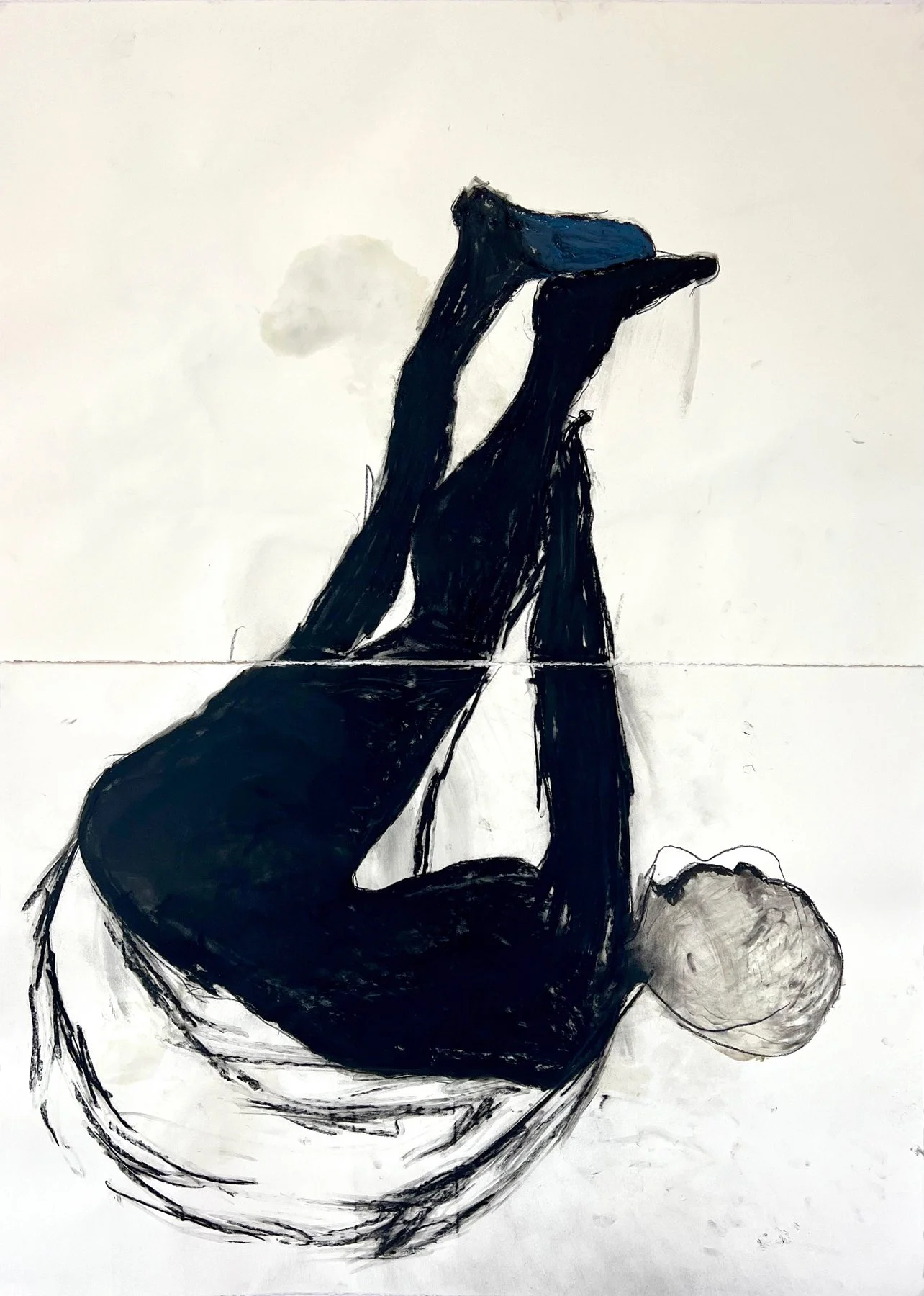 "The Fall" (2024) Charcoal and oil pastel on paper; 60”x44”