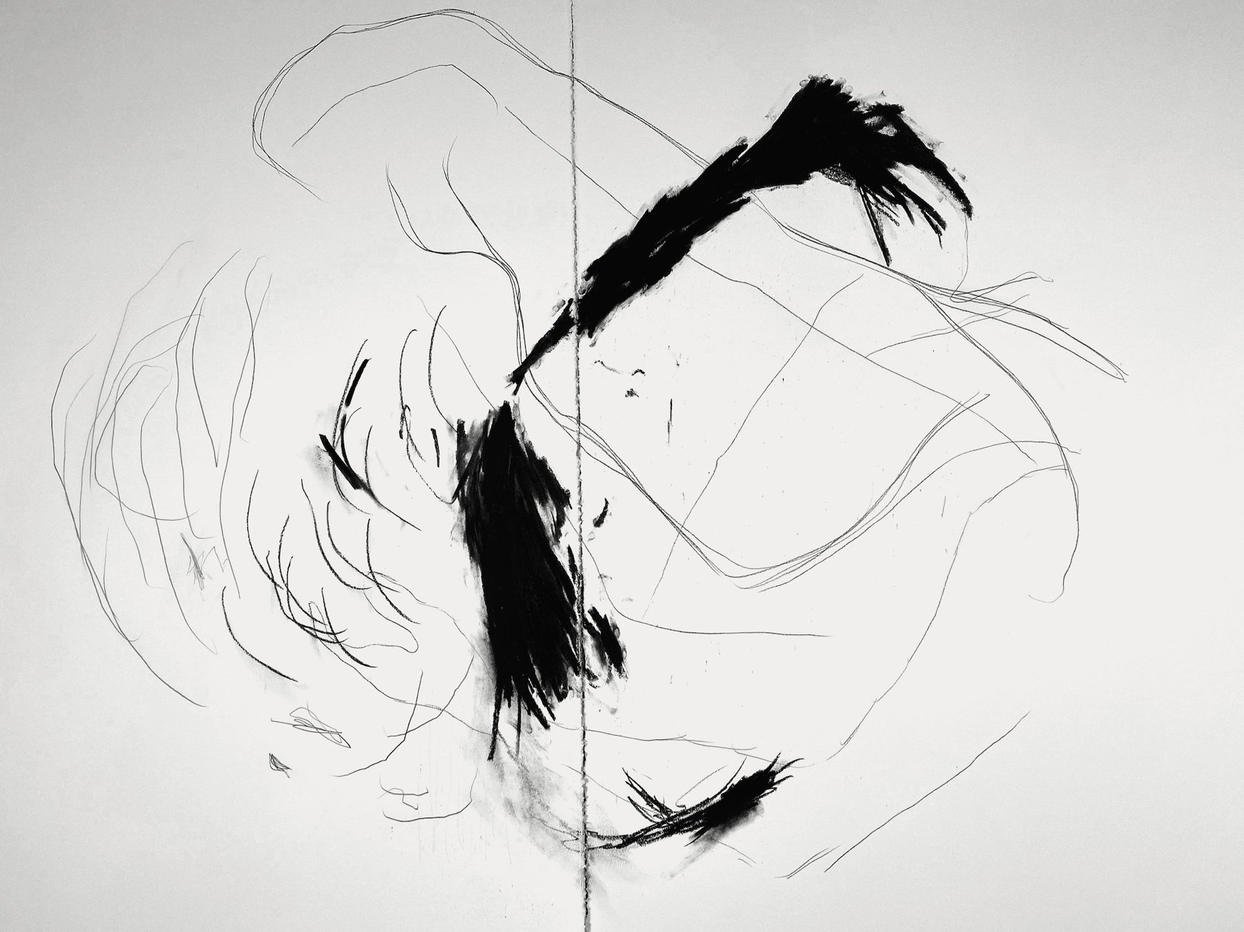 "Conjuring" (2021) Charcoal on paper; 30”x44”