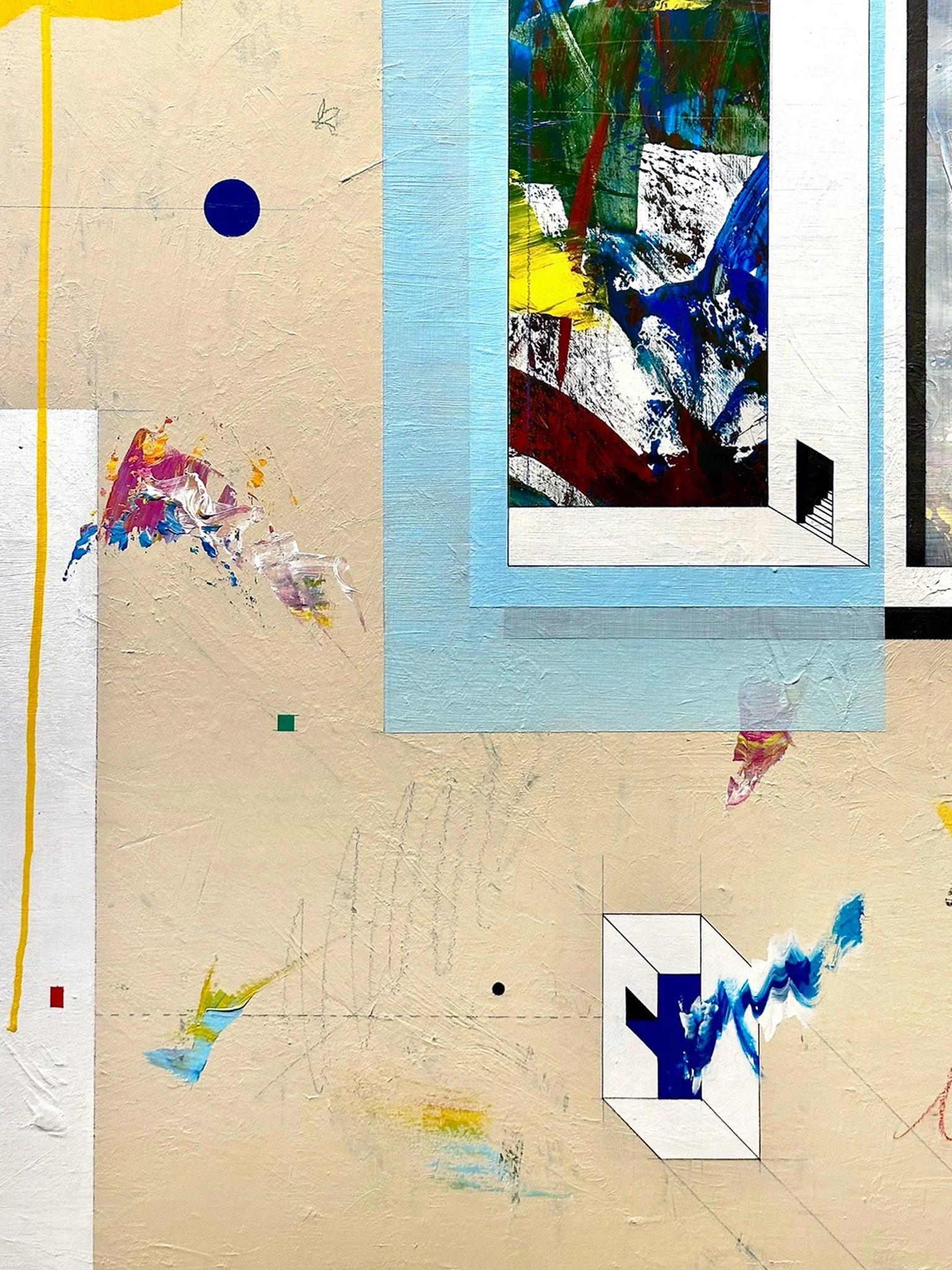 (Detail) 房子之外 Where the Wall Ends_240x120cm_Acrylic, Ink Pen, Colored Pencil on Panel_2025