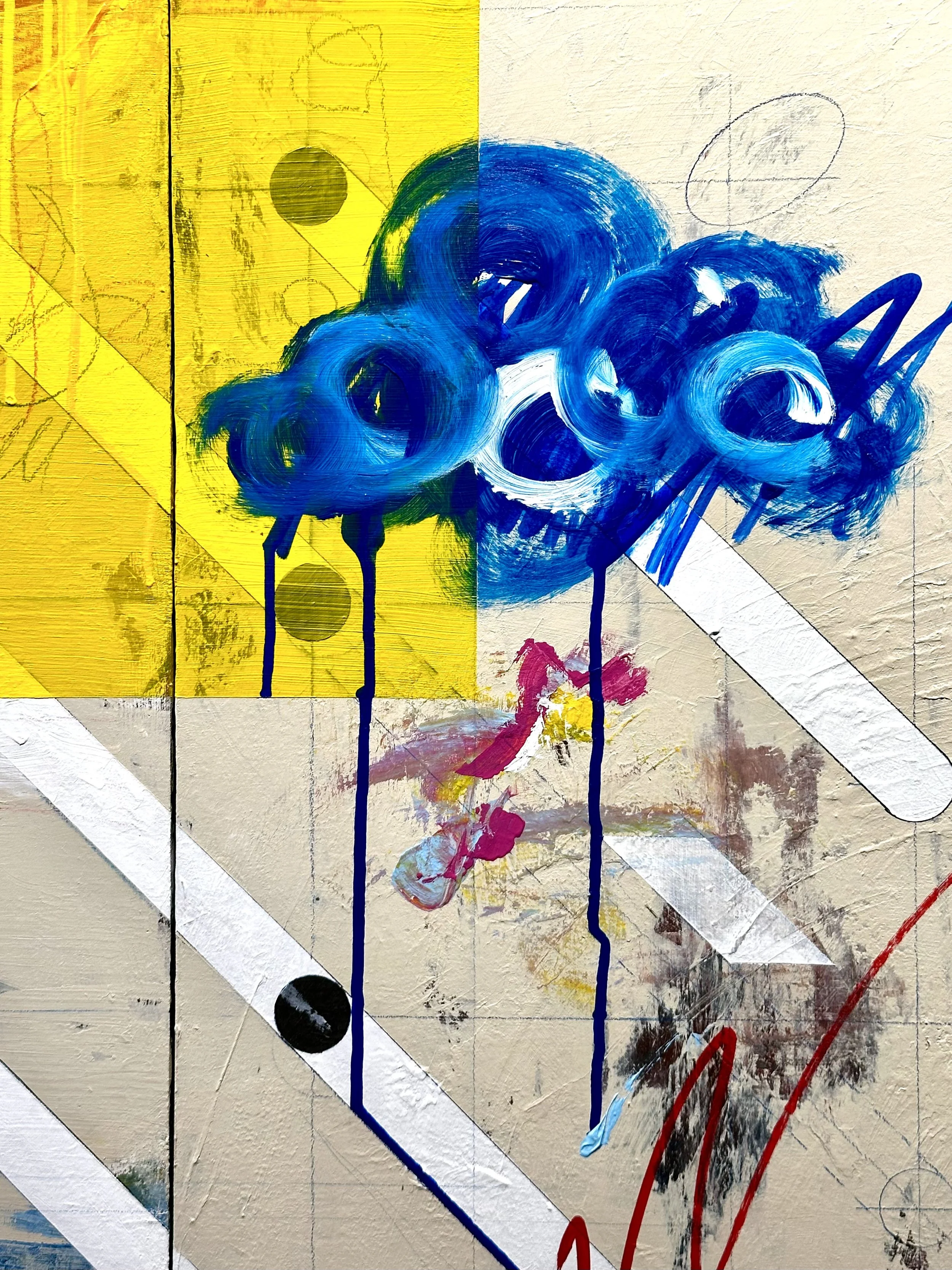 (Detail) 房子之外 Where the Wall Ends_240x120cm_Acrylic, Ink Pen, Colored Pencil on Panel_2025