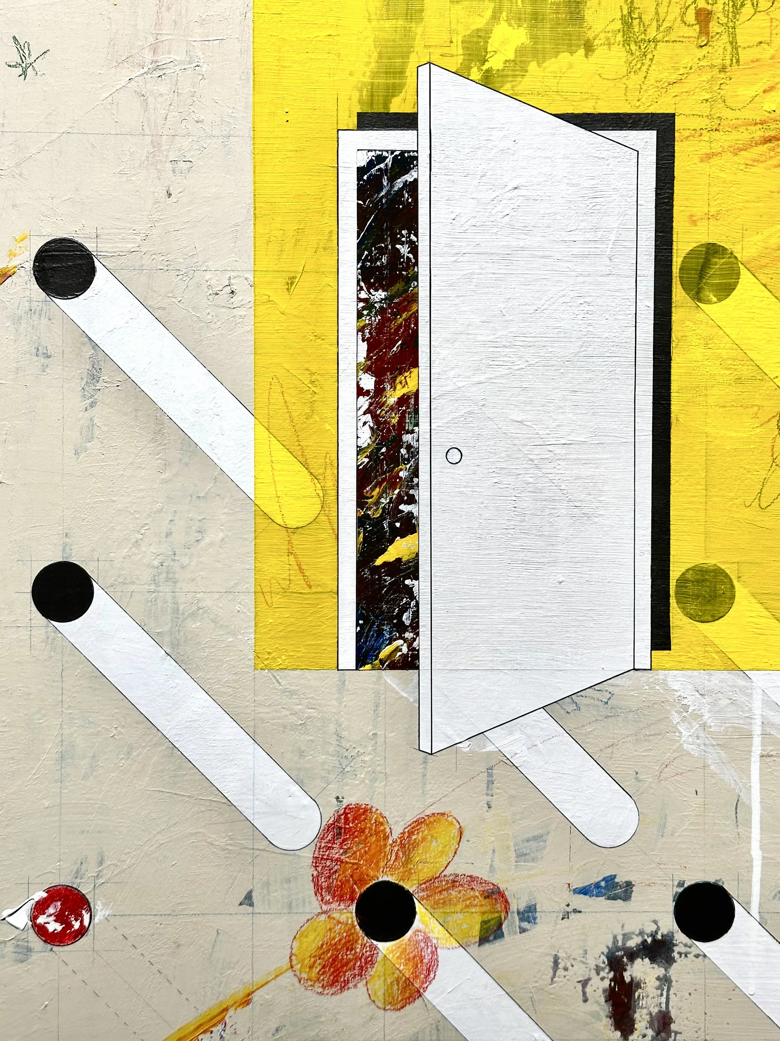 (Detail) 房子之外 Where the Wall Ends_240x120cm_Acrylic, Ink Pen, Colored Pencil on Panel_2025