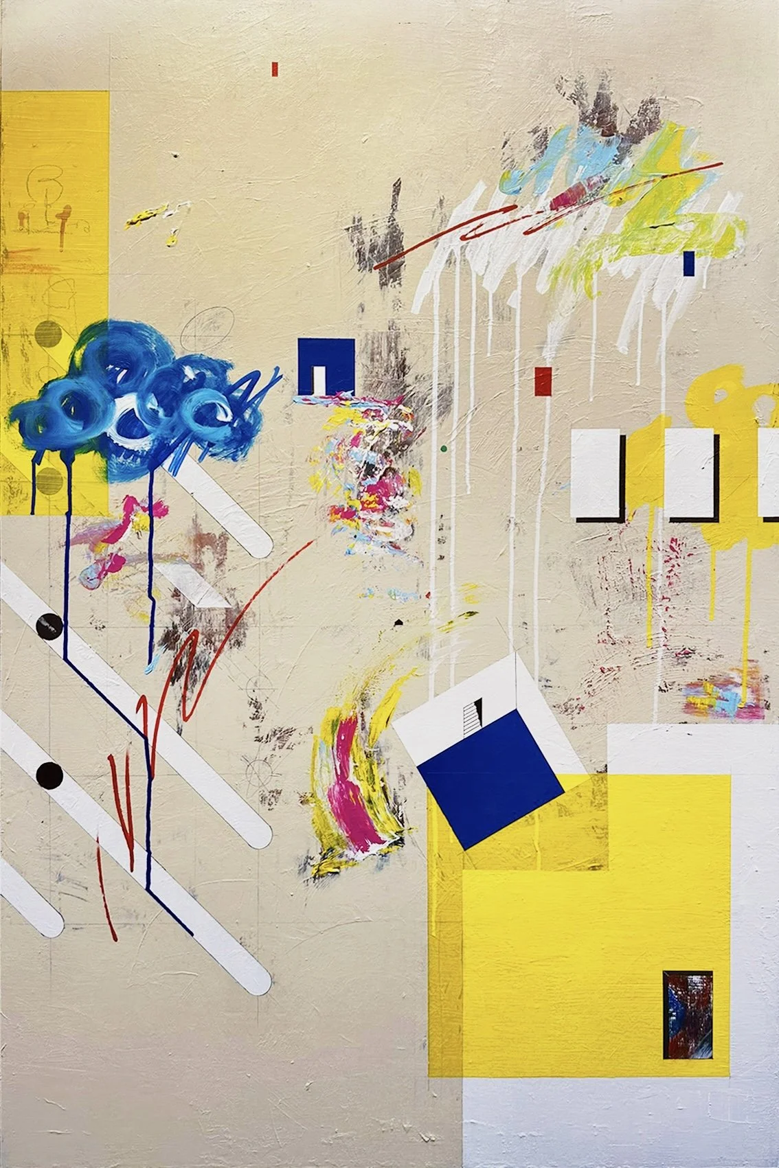 (2 of 3) 房子之外 Where the Wall Ends_240x120cm_Acrylic, Ink Pen, Colored Pencil on Panel_2025