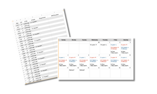 calendar and tracking sheets overlapping